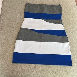 Stylish Gray, White, and Blue Women's Skirt